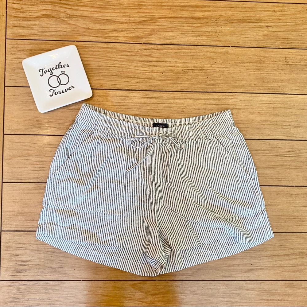 Striped Linen Blend Drawstring Short